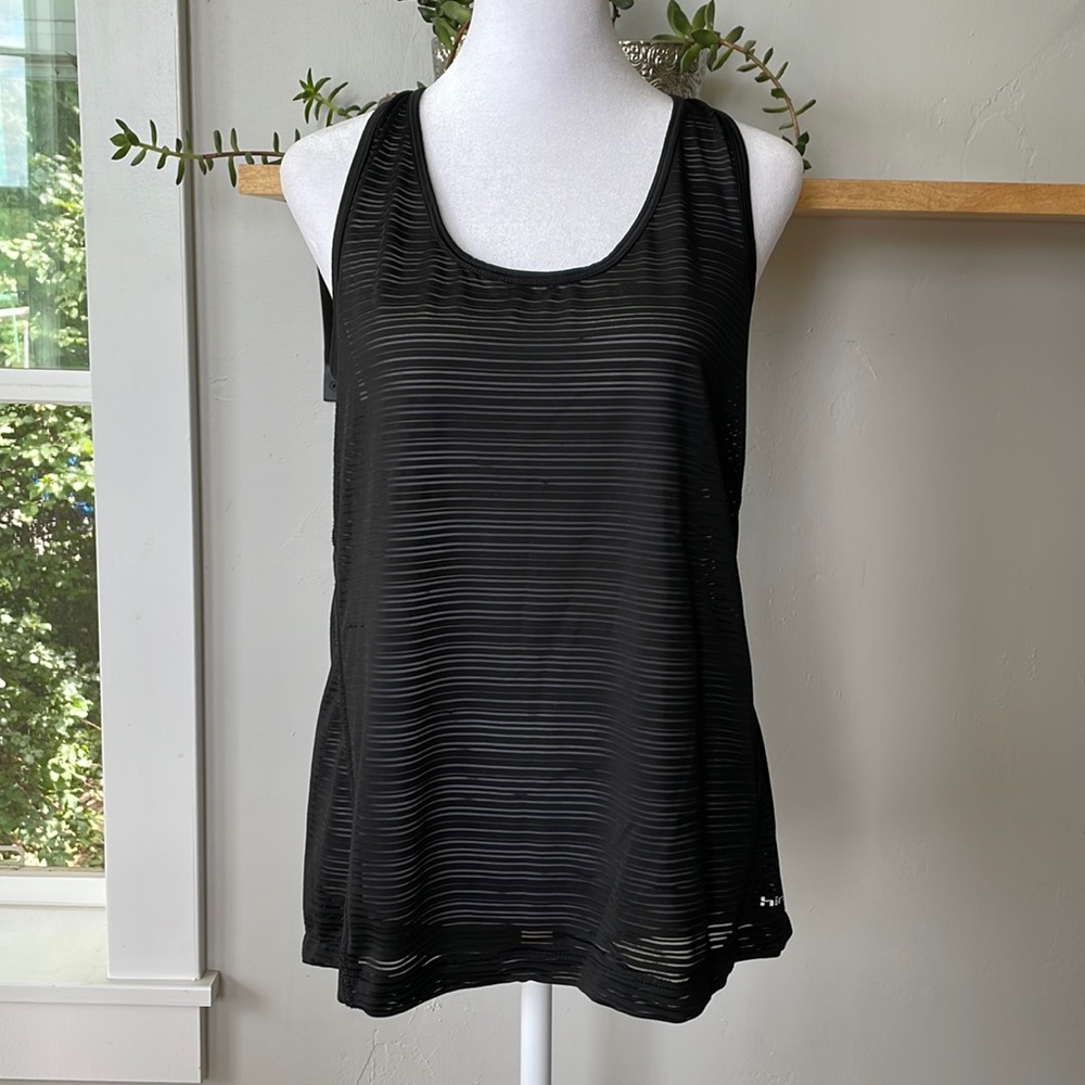 Hind Black Sheer Stripe Racerback Running Tank Top Size M